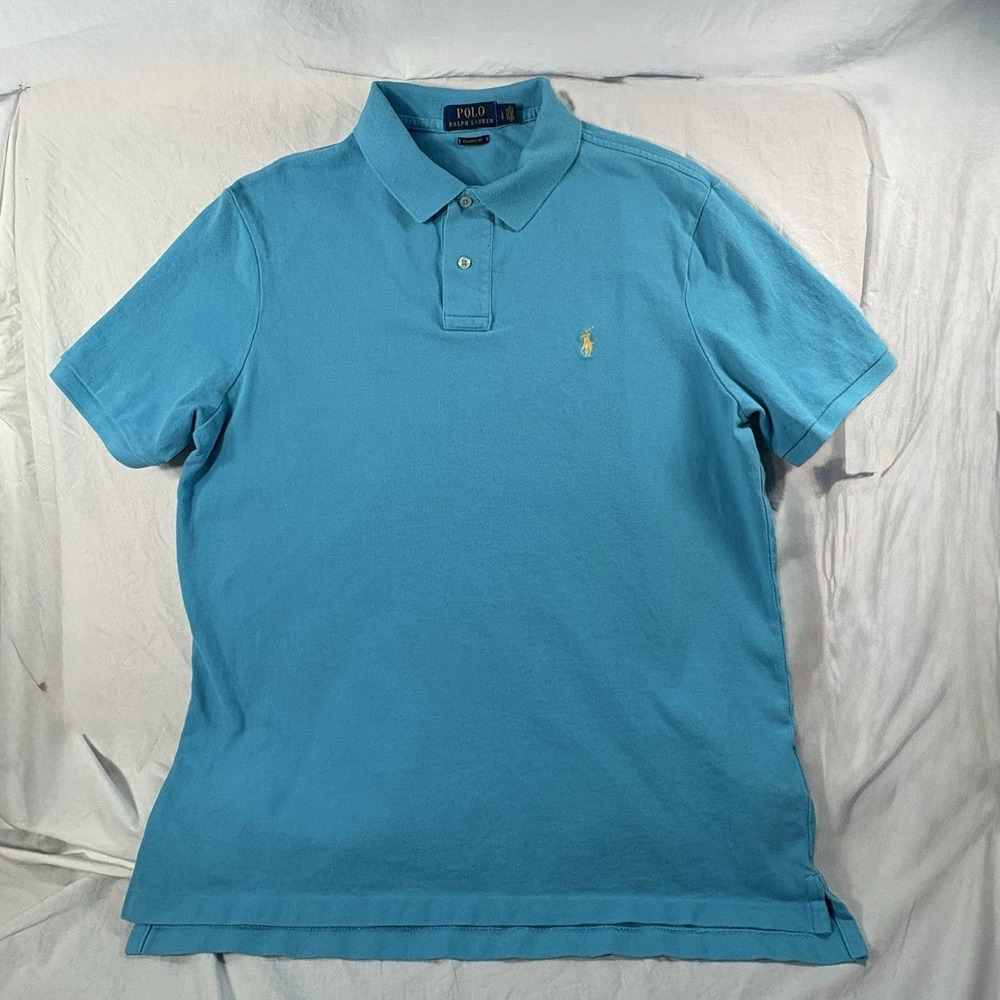 Ralph Lauren Men's Polo Classic Fit Mesh Size Large Sky Blue Golf Sport